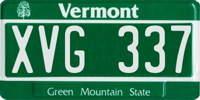 VT license plate XVG337