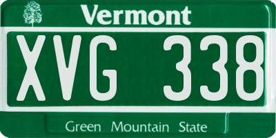 VT license plate XVG338