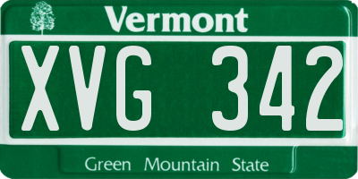 VT license plate XVG342
