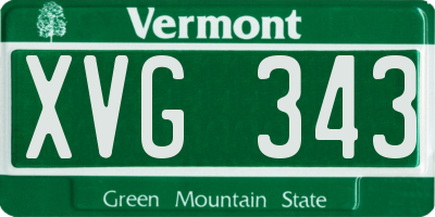 VT license plate XVG343