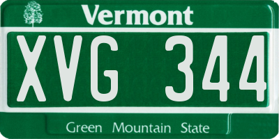 VT license plate XVG344