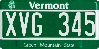 VT license plate XVG345