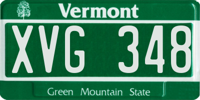 VT license plate XVG348