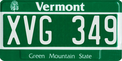 VT license plate XVG349