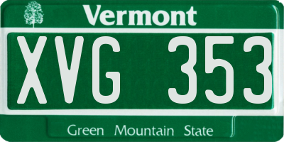 VT license plate XVG353