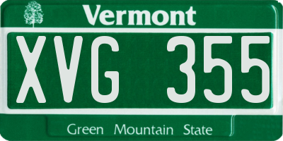 VT license plate XVG355