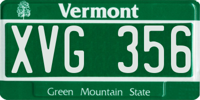 VT license plate XVG356