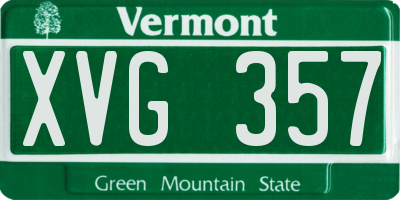 VT license plate XVG357