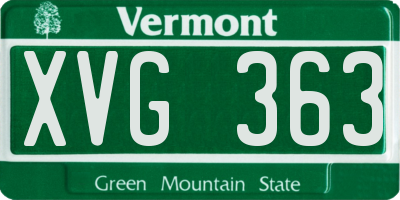 VT license plate XVG363