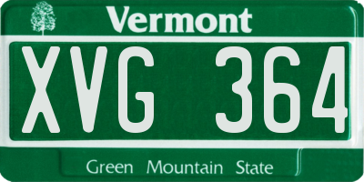 VT license plate XVG364