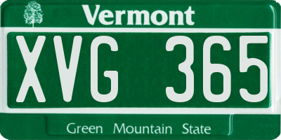 VT license plate XVG365