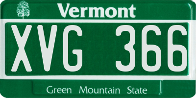 VT license plate XVG366