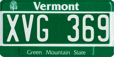 VT license plate XVG369