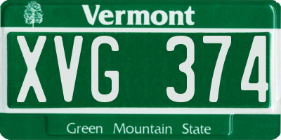 VT license plate XVG374