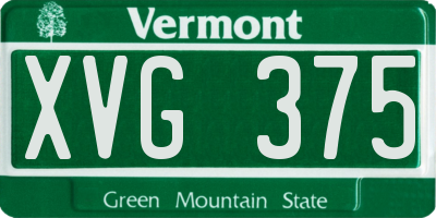 VT license plate XVG375
