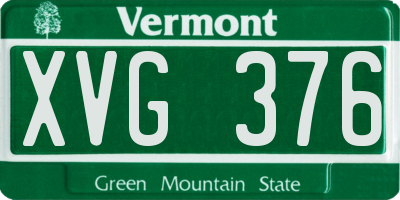 VT license plate XVG376