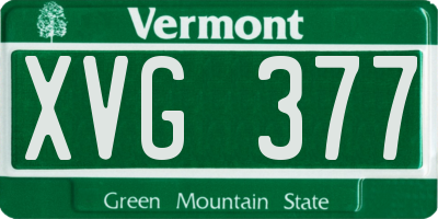 VT license plate XVG377