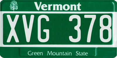 VT license plate XVG378