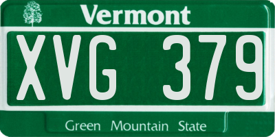 VT license plate XVG379