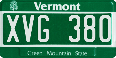 VT license plate XVG380