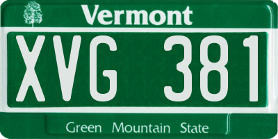 VT license plate XVG381