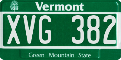 VT license plate XVG382