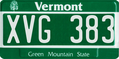 VT license plate XVG383