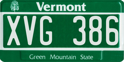 VT license plate XVG386