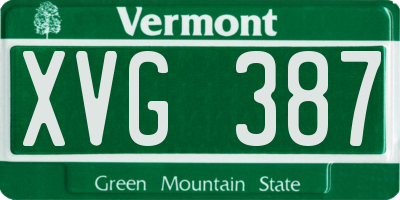 VT license plate XVG387