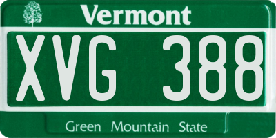 VT license plate XVG388