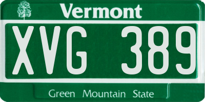 VT license plate XVG389