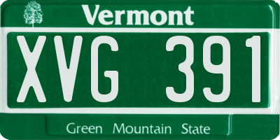 VT license plate XVG391