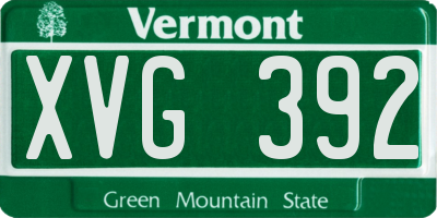 VT license plate XVG392