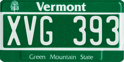 VT license plate XVG393