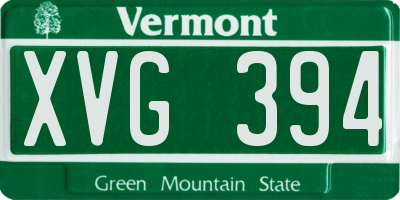 VT license plate XVG394