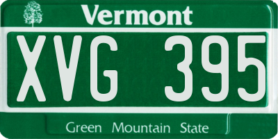 VT license plate XVG395