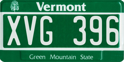VT license plate XVG396