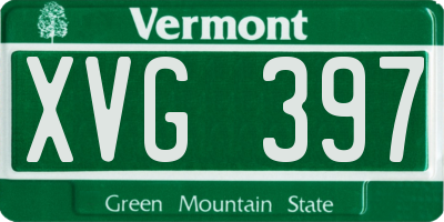 VT license plate XVG397