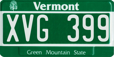 VT license plate XVG399