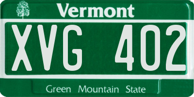 VT license plate XVG402