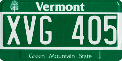 VT license plate XVG405