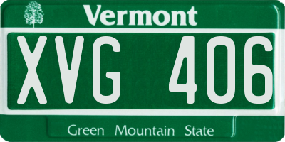VT license plate XVG406