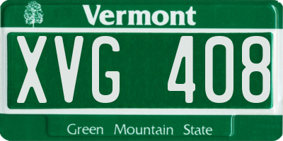 VT license plate XVG408