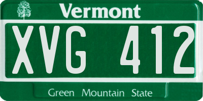 VT license plate XVG412