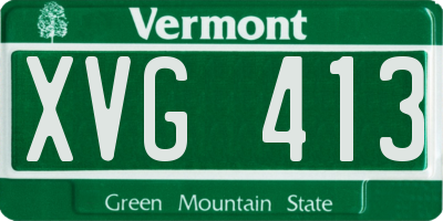 VT license plate XVG413