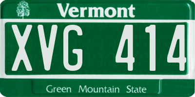 VT license plate XVG414