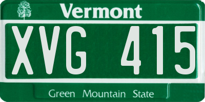 VT license plate XVG415