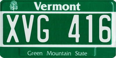 VT license plate XVG416