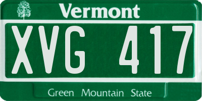VT license plate XVG417