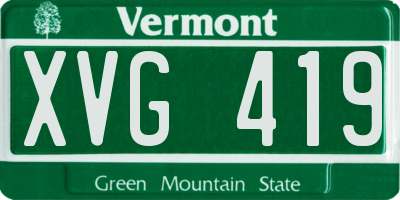 VT license plate XVG419